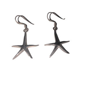 VINTAGE Starfish Dangle Shephard Hook Earrings Sterling Silver 1”